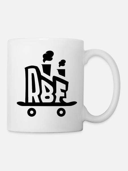Rollbrett Fabrik Logo schwarz - Tasse - Weiß