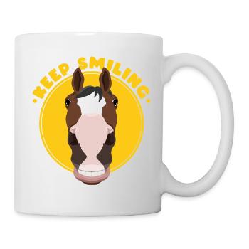 Portrait du cheval souriant dans un cercle jaune - Mug blanc - blanc - Droite