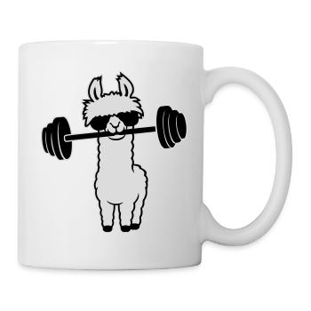 Cool Lama Gewichtheber Langhantel Sonnenbrille Gym - Tasse - Weiß - Rechts