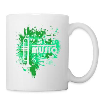 Grünes Trompete Splatter Musik - Tasse - Weiß - Rechts