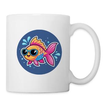 Poisson lunettes soleil vif - Mug blanc - blanc - Droite