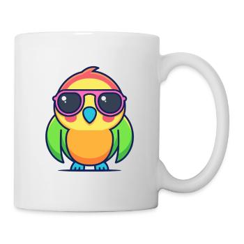 Perroquet néon lunettes rétro - Mug blanc - blanc - Droite