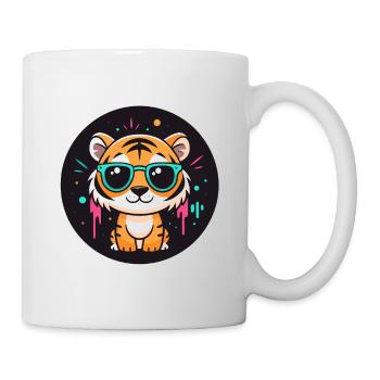 Tigre néon lunettes turquoise - Mug blanc - blanc - Droite