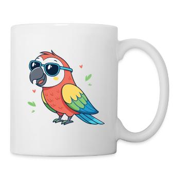 Farbenfroher Papagei mit Sonnenbrille - Tasse - Weiß - Rechts