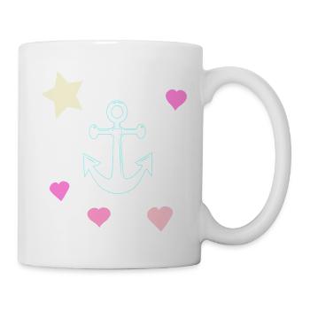 Pastellanker Doodle mit Herzen und Stern - Tasse - Weiß - Rechts