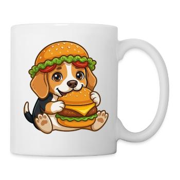 Dessin animé du chien mignon avec un burger - Mug blanc - blanc - Droite
