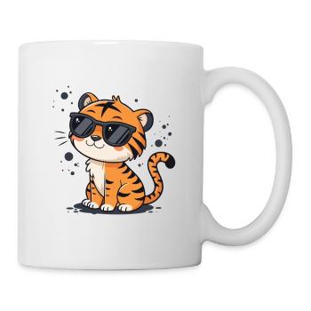 Tiger chic cartoon sunglasses - Mug - white - Right