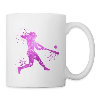 Baseball Mädchen Frauen Softball Spieler - Tasse - Weiß - Rechts