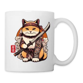 Samurai Cat with Sword Funny For Cats Lover - Mug - white - Right