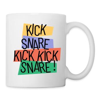 Kick Snare Drum Beat Farbenfroh, Retro-Jazz-Typ - Tasse - Weiß - Rechts