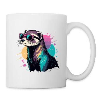 Ferret Neon Pink Glasses - Mug - white - Right
