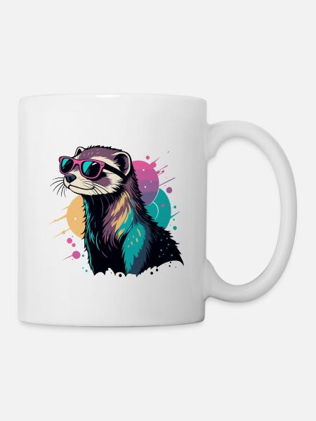 Frettchen-Neon-Pink-Brille - Tasse - Weiß