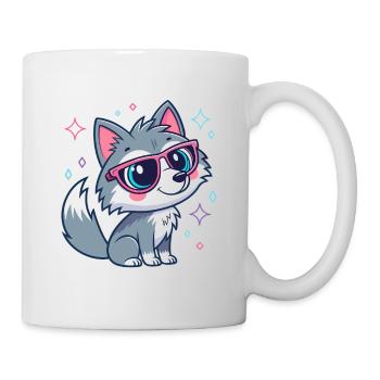 Loup mignon chic aux lunettes roses - Mug blanc - blanc - Droite