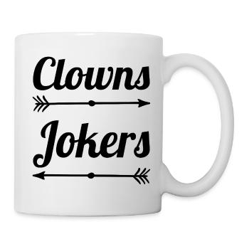 Clowns and Jokers Design – Narren & Spaßvögel - Tasse - Weiß - Rechts