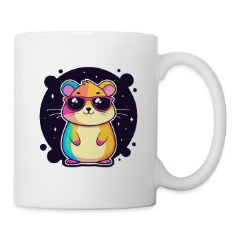 Regenbogenhamster mit Brille - Tasse - Weiß - Rechts