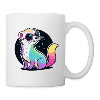 Cosmic Ferret Rainbow Pink Glasses - Mug - white - Right