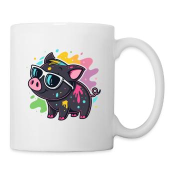 Cochon Art Spray et Lunettes - Mug blanc - blanc - Droite