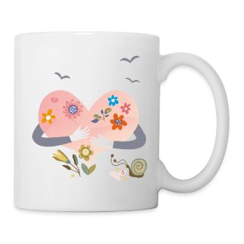 Herz mit Blumen - Tasse - Weiß - Rechts