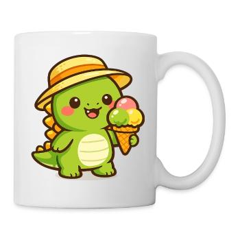 Kleiner Dino Eiscreme Abenteuer - Tasse - Weiß - Rechts