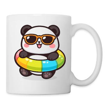 Panda im Sonnenbrillen-Schwimmring - Tasse - Weiß - Rechts