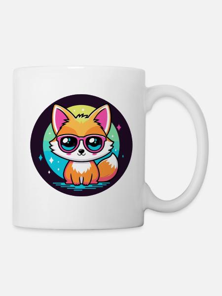 Fox Kawaii Pop Pink Brille - Tasse - Weiß