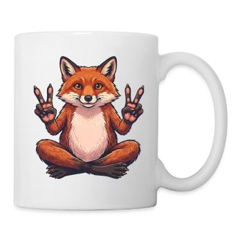 Fuchs Peace Yoga - Lustiges Tier Motiv - Tasse - Weiß - Rechts
