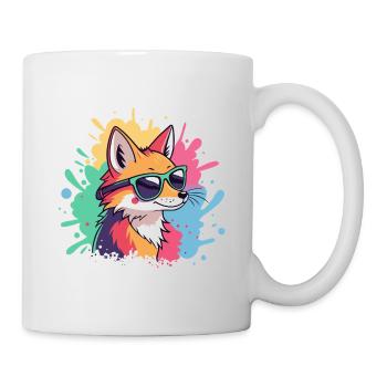 Fox Pop Art Bunte Brille - Tasse - Weiß - Rechts