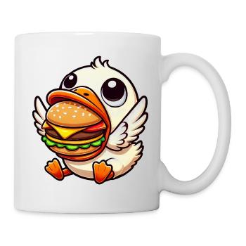Funny duck hamburger food lover - Mug - white - Right