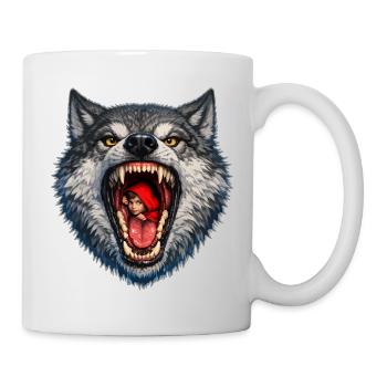 Wolfskopf mit Rotkäppchen - Tasse - Weiß - Rechts