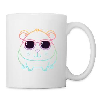 Guinea Pig Arc en Ciel Ligne et Lunettes - Mug blanc - blanc - Droite