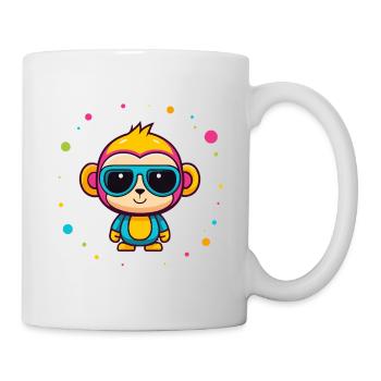 Niedliche Neon-Affen-Brille mit blauen Brillen - Tasse - Weiß - Rechts