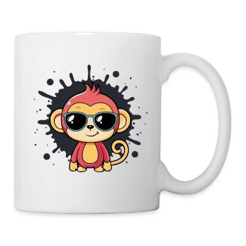 Singe chic splash lunettes noires - Mug blanc - blanc - Droite