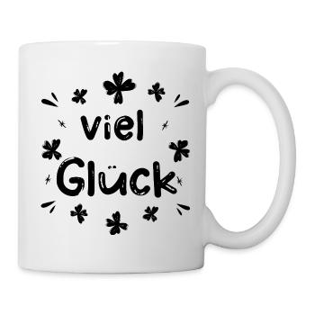 Viel Glück Glücksbringer Glücksklee - Tasse - Weiß - Rechts