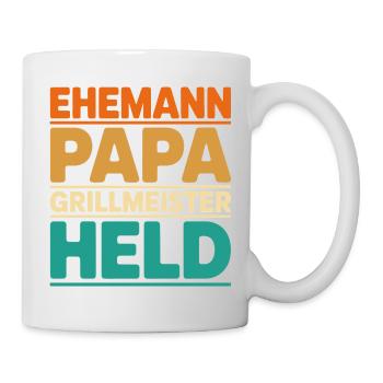 Ehemann Papa Grillmeister Held - Tasse - Weiß - Rechts