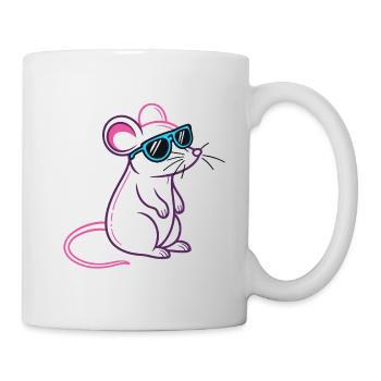 Maus Retro Blaue Brille - Tasse - Weiß - Rechts