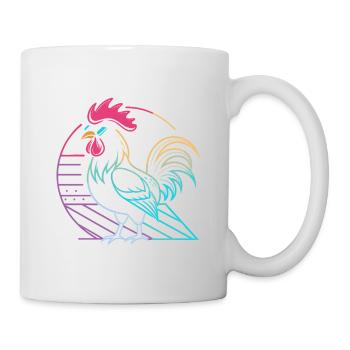 Retro neon rooster with glasses - Mug - white - Right