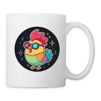 Poulet Retro Lunettes Neon - Mug blanc - blanc - Droite