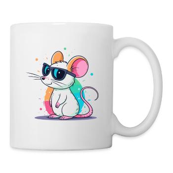 Regenbogenmaus Schwarze Brille - Tasse - Weiß - Rechts