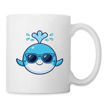 Stilvoller Blauwal mit Brille - Tasse - Weiß - Rechts