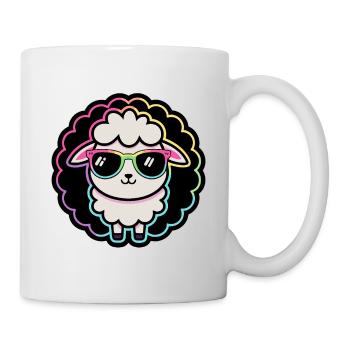 Schaf-Neon-Regenbogengläser - Tasse - Weiß - Rechts