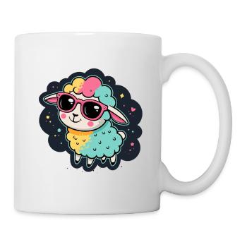 Kosmisches Schaf Rosa Brille - Tasse - Weiß - Rechts
