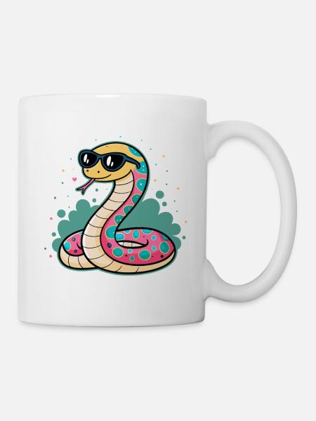 Bunte Schlangen-Sonnenbrille - Tasse - Weiß