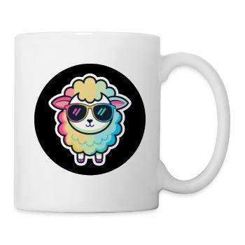 Schicke Regenbogen-Schafsbrille - Tasse - Weiß - Rechts