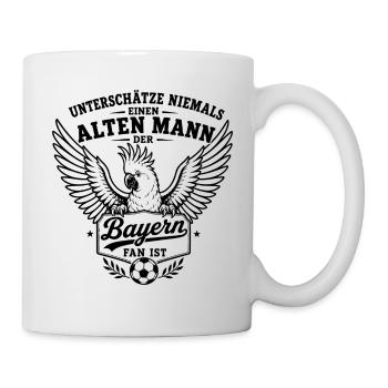 Alter Mann - Bayern Fan | Kakadu Fußball - Tasse - Weiß - Rechts