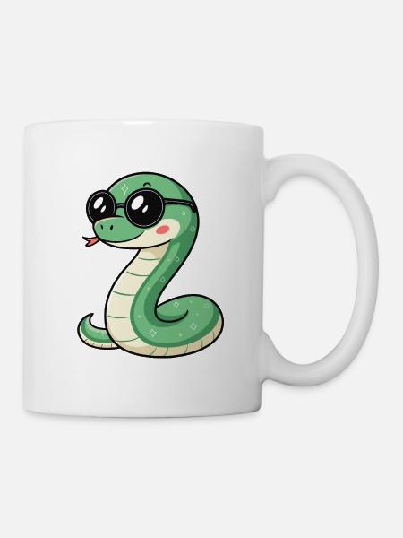 Süße Glam-Schlange mit dunkler Brille - Tasse - Weiß