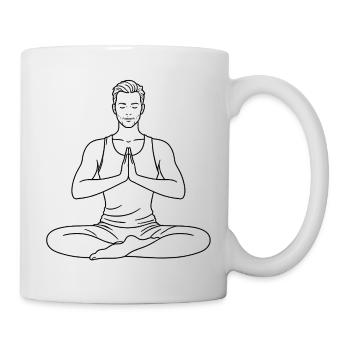 Man Yoga Minimalist Meditation Design - Mug - white - Right