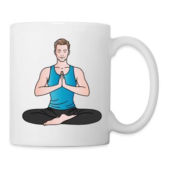 Yoga Mann Meditation Fitness Wellness Design  - Tasse - Weiß - Rechts