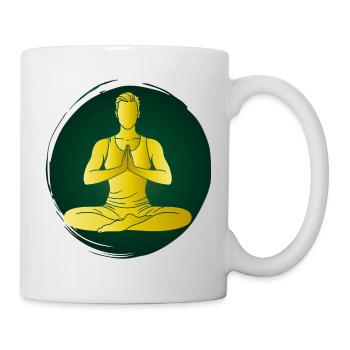 Yoga Mann Grün Meditation Zen Wellness Pose  - Tasse - Weiß - Rechts