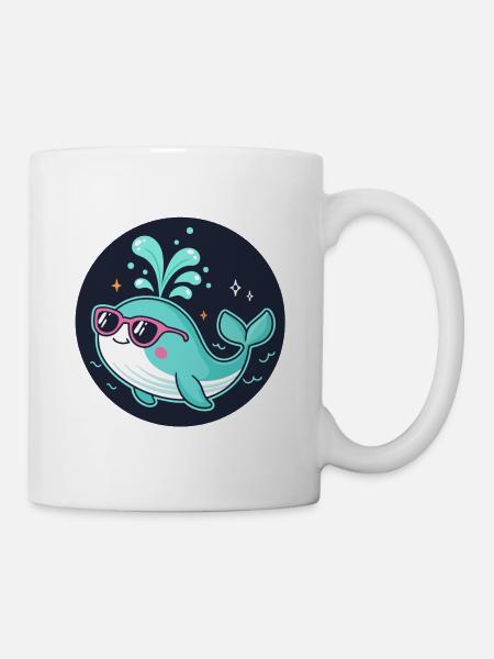 Wal Blaue Rosa Brille - Tasse - Weiß