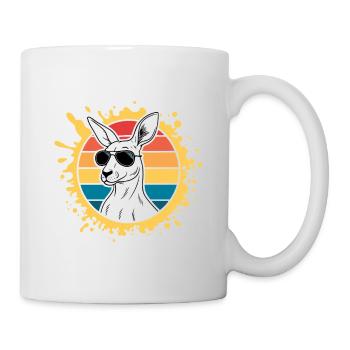 Kangourou silhouette retro soleil - Mug blanc - blanc - Droite